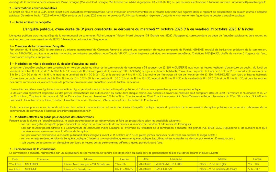 PLUi – Enquête publique