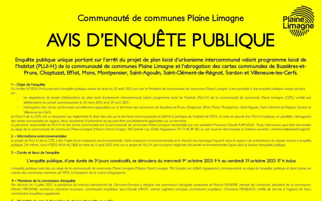 PLUi – Enquête publique